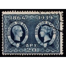 1939 - Grækenland - AFA 432 - Frimærke - 20 dr. blå - 75-året for De Joniske Øers indlemmelse - Stemplet.